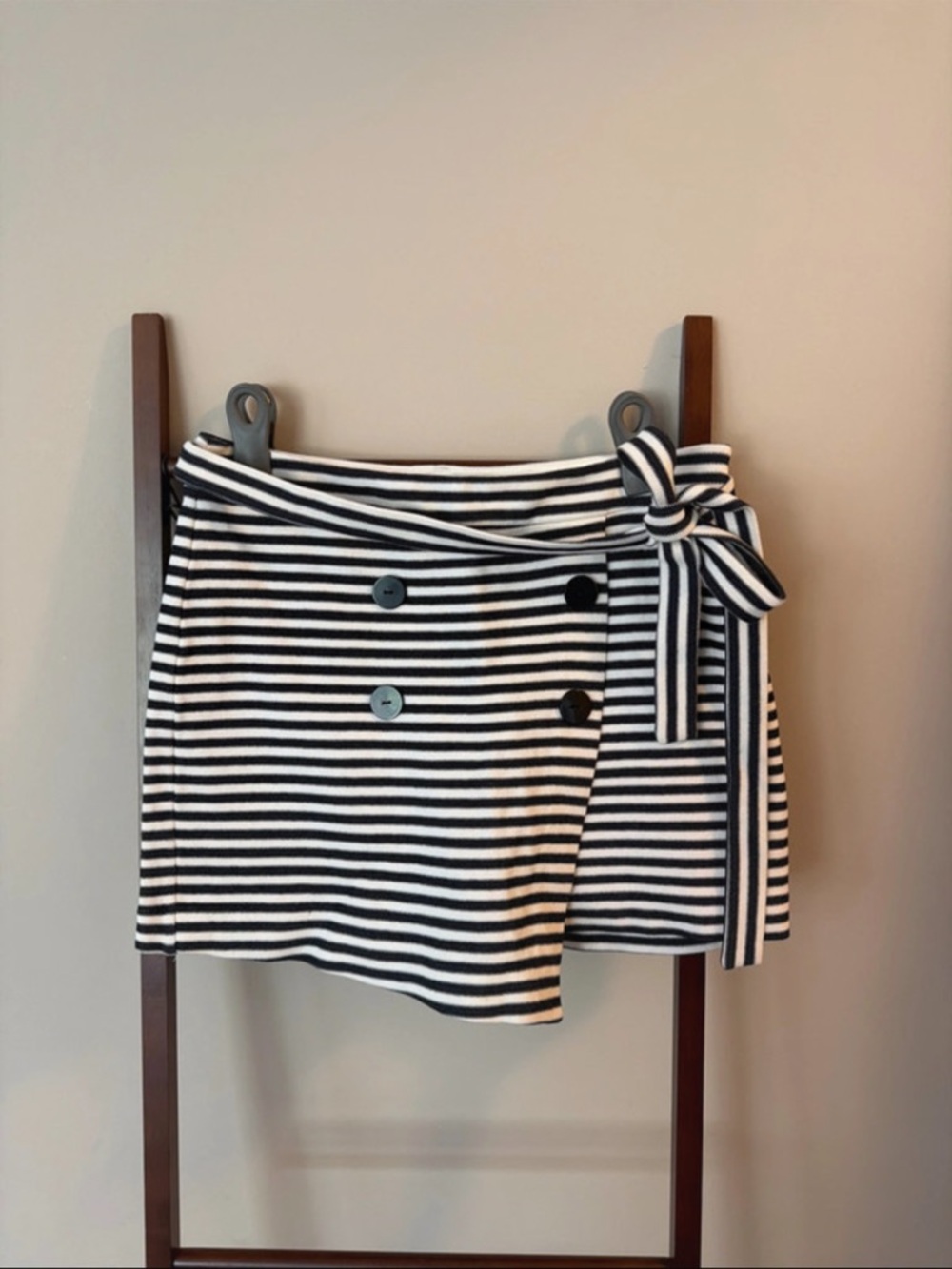 Express Navy and White Striped Wrap Skort